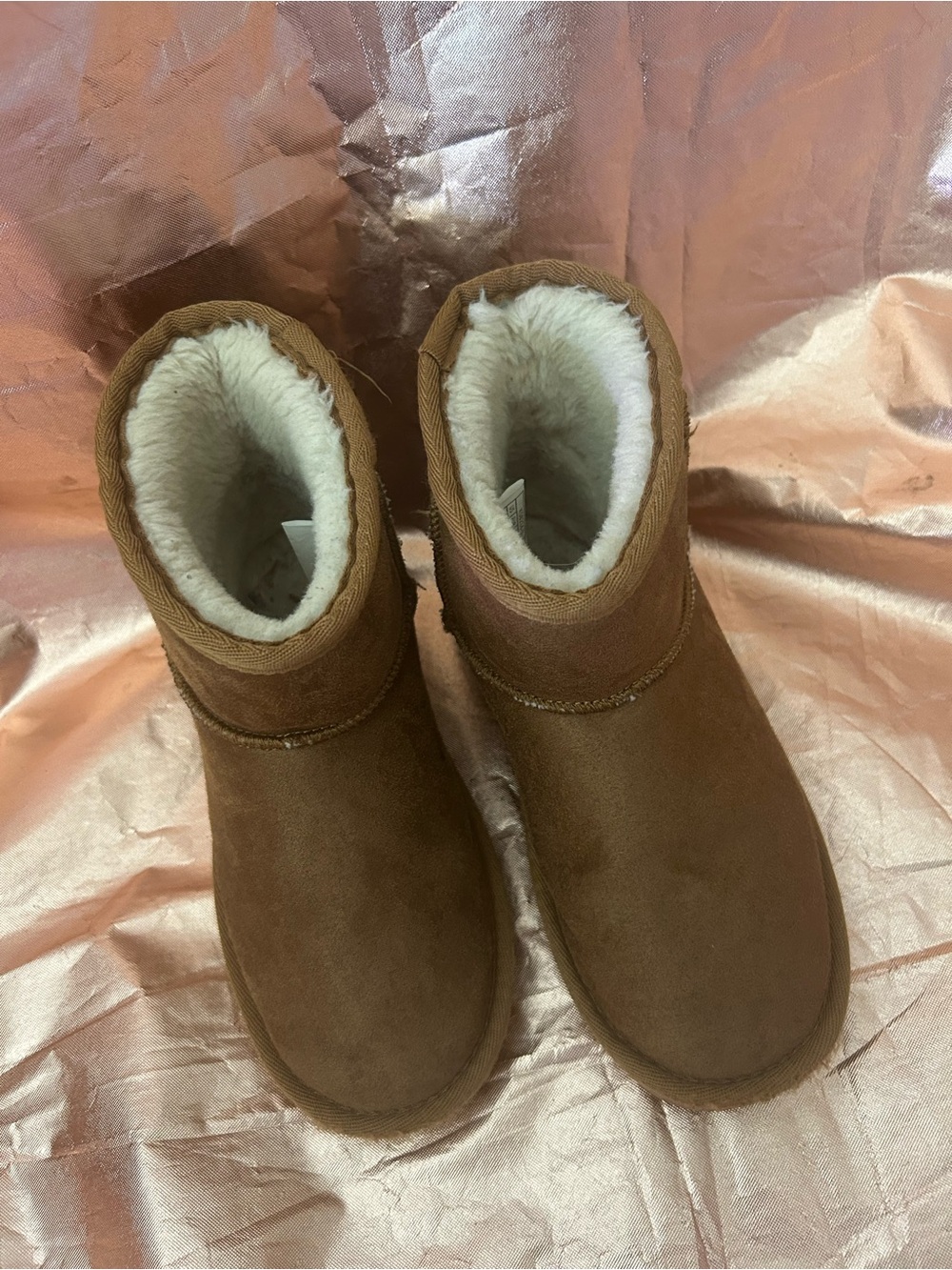 Kids’ Brown Faux-Suede Shearling Boots